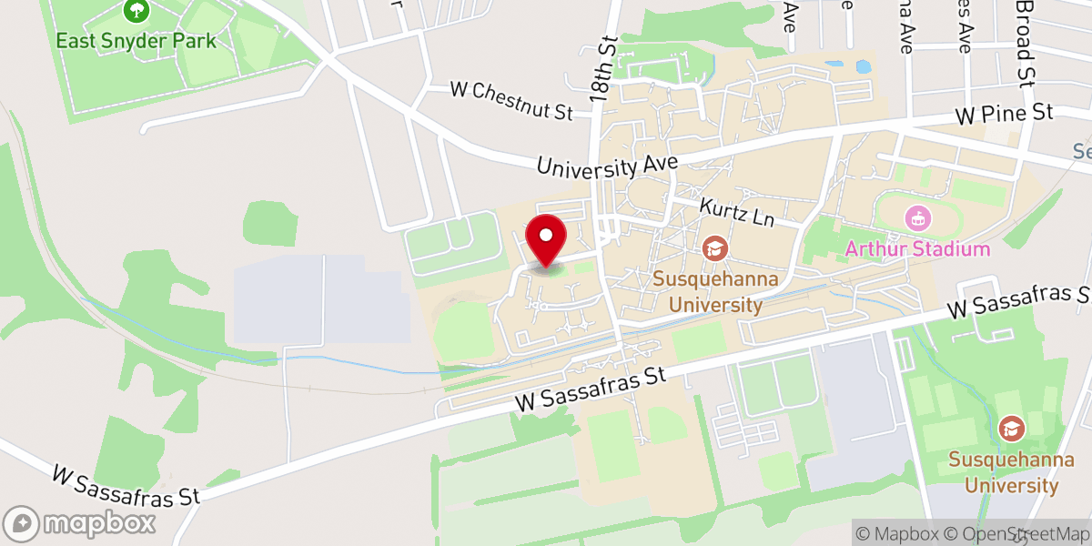 Map showing location of Susquehanna University