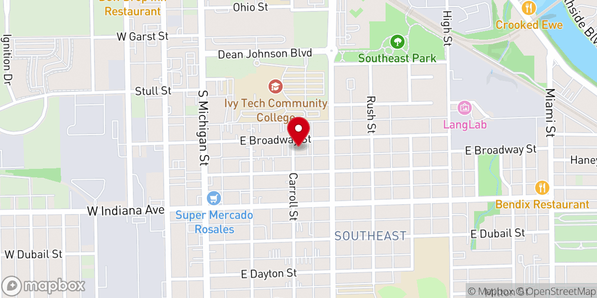 Map showing location of Broadway Christian Parish