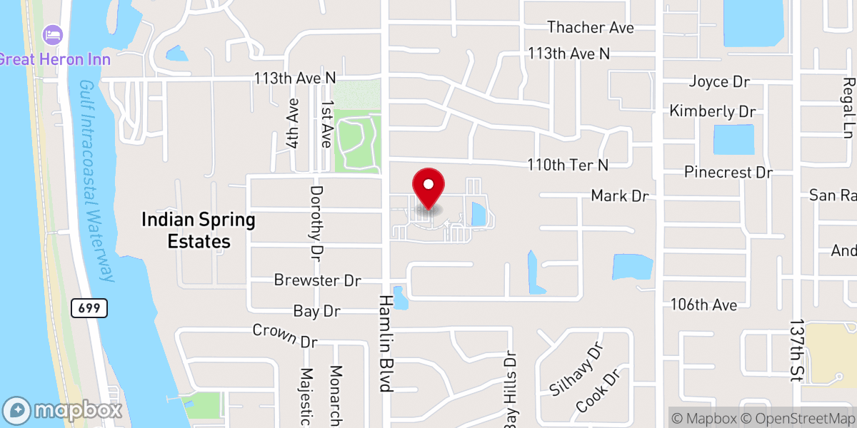 Map showing location of St. Jerome Catholic Church Parish Office
