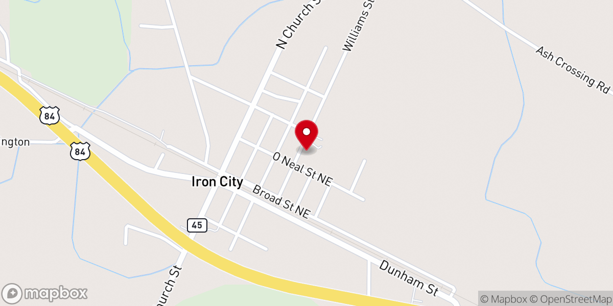 Map showing location of Iron City United Methodist Church