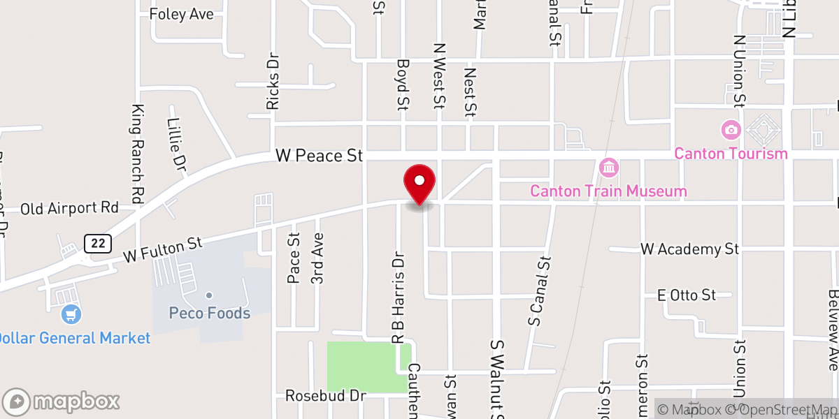 Map showing location of Liberty Baptist Church