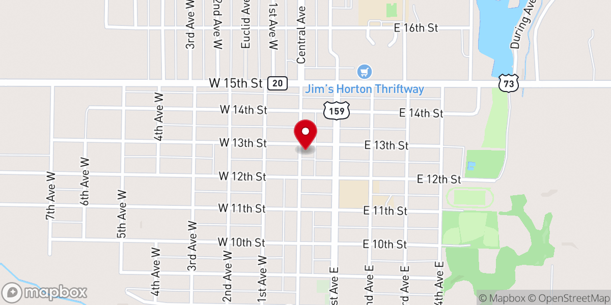 Map showing location of Horton First Christian Church