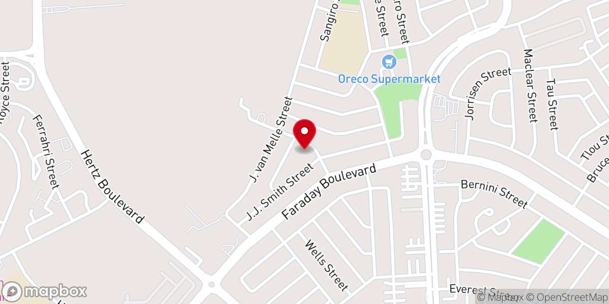 Map showing location of Rhema Vaal Family Church