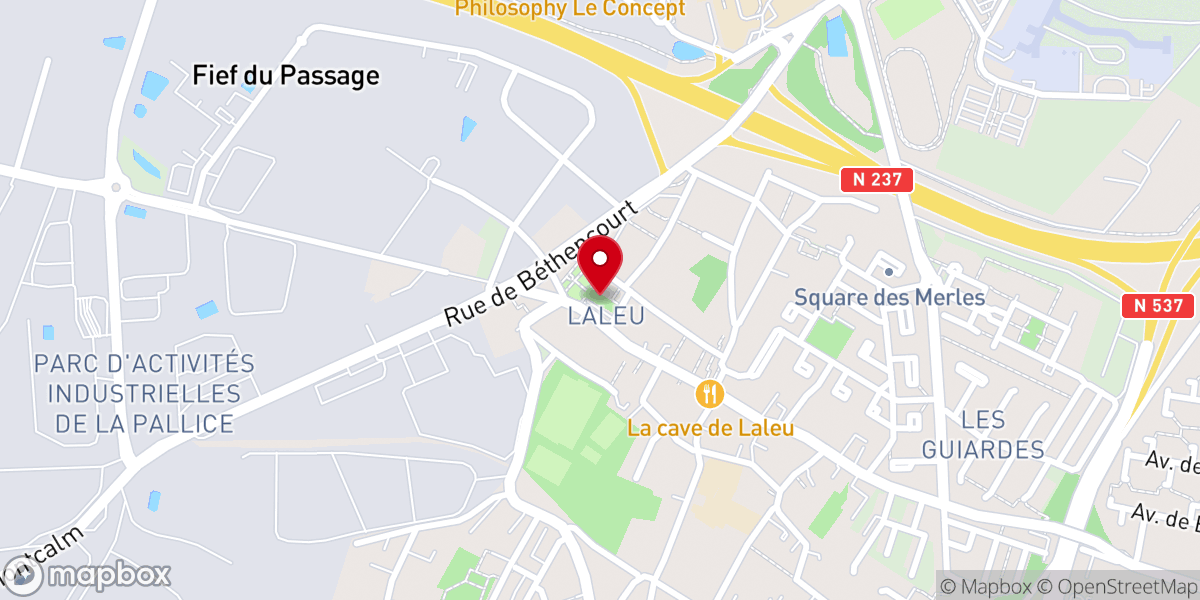 Map showing location of Ruines de l'Église de Laleu
