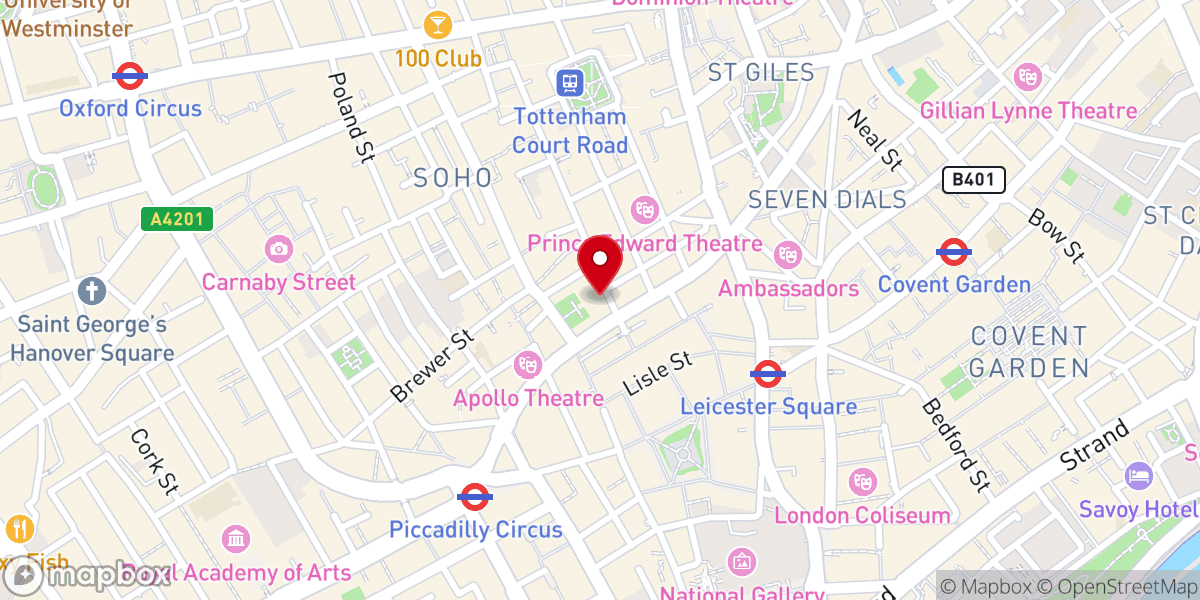 Map showing location of St Anne's Church, Soho