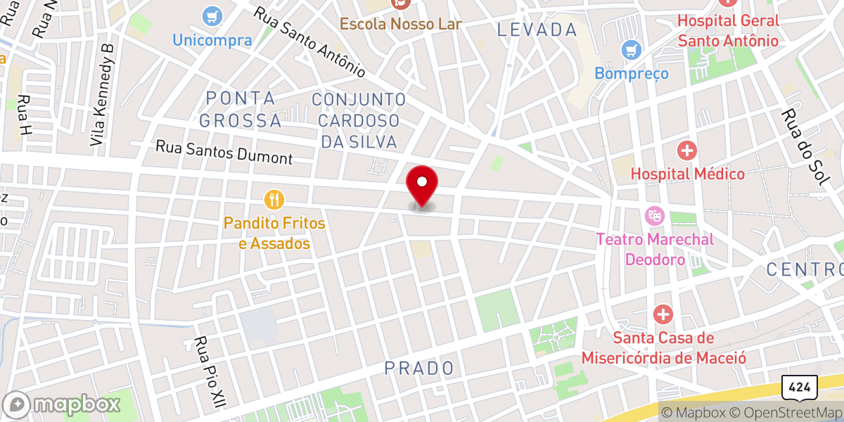 Map showing location of Igreja O Brasil para Cristo - Prado OBPC