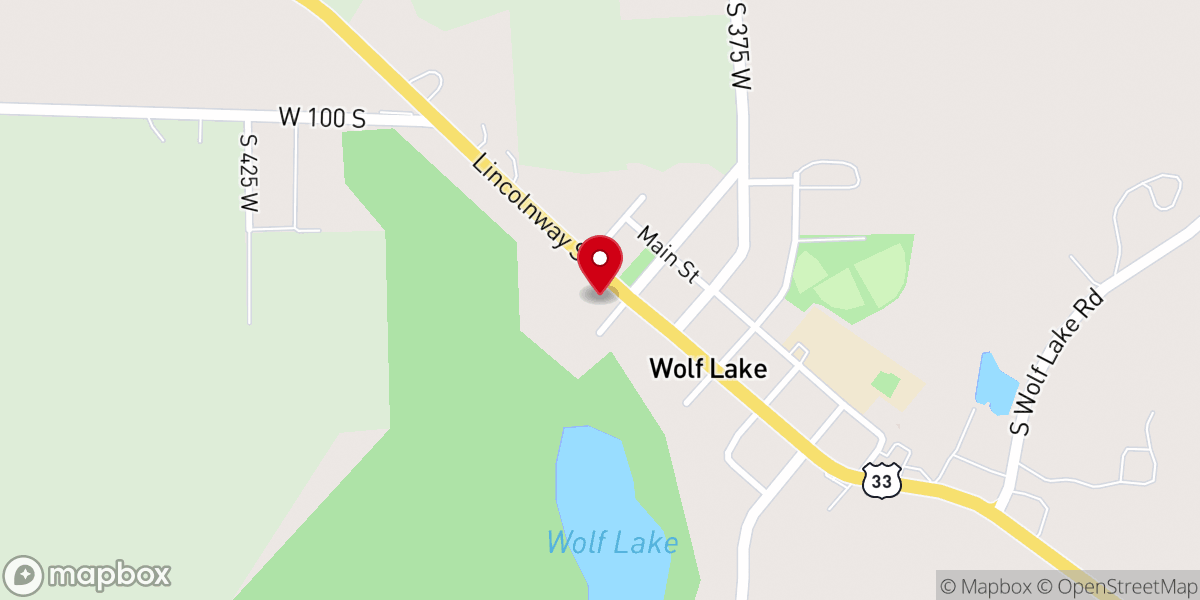 Map showing location of Wolf Lake United Methodist Church