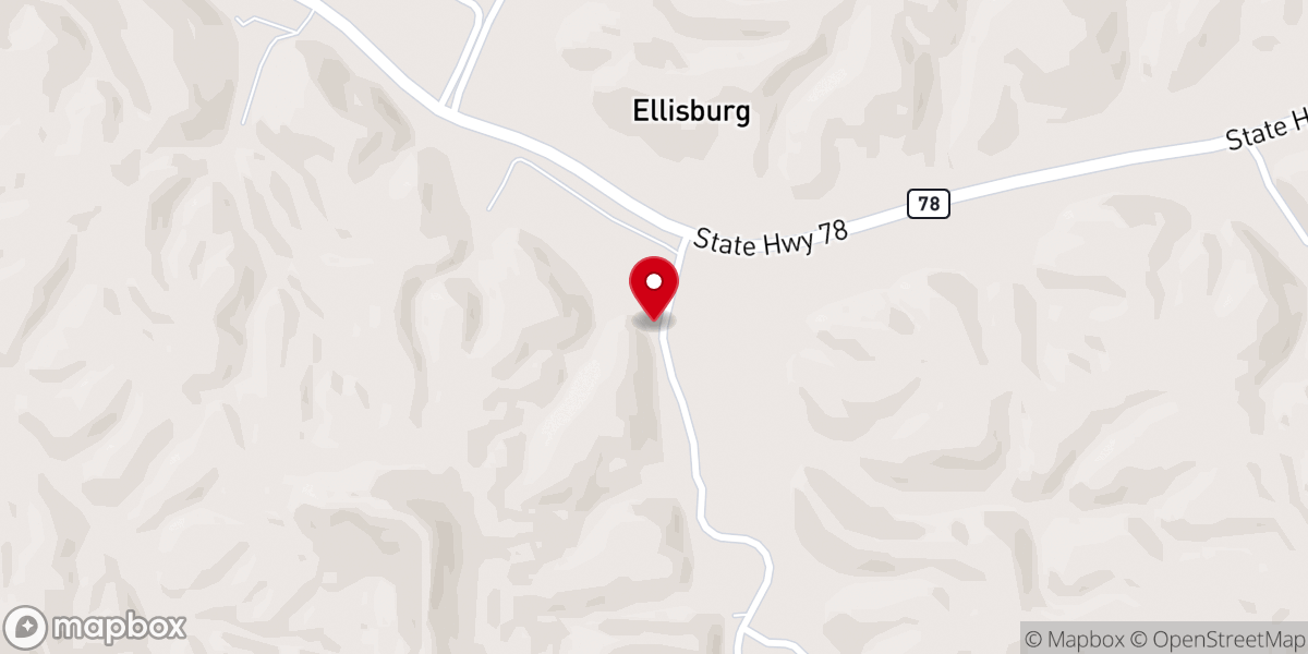 Map showing location of Ellisburg Baptist Church