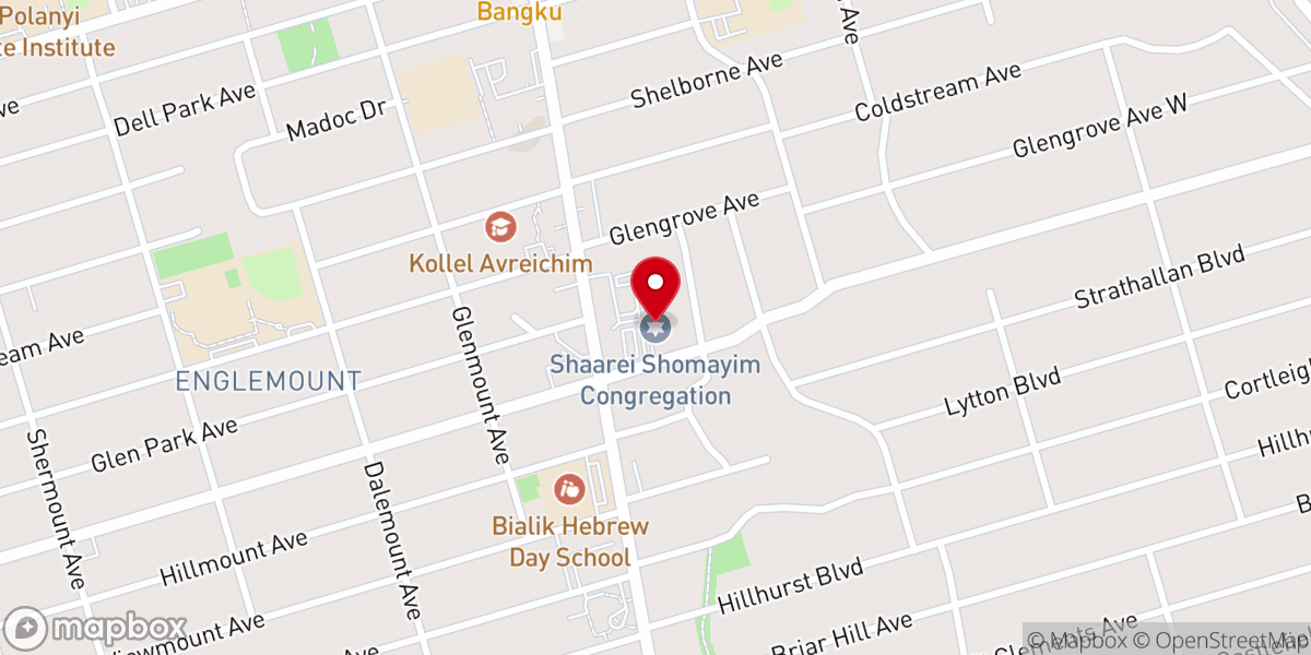 Map showing location of Shaarei Shomayim Congregation