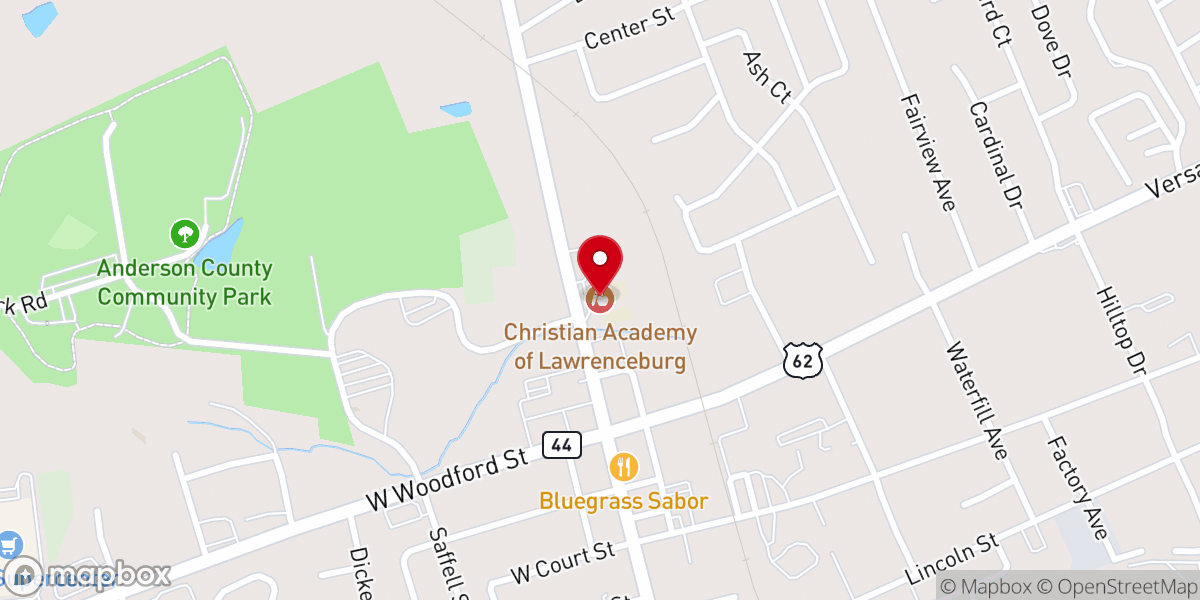 Map showing location of Christian Academy of Lawrenceburg