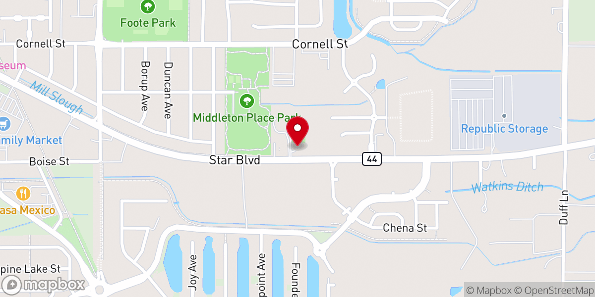 Map showing location of Canyon Springs Christian Church Offices and Garden Outreach