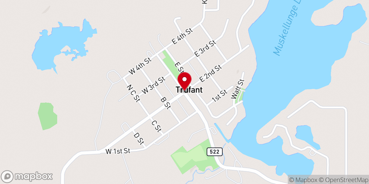 Map showing location of Trufant