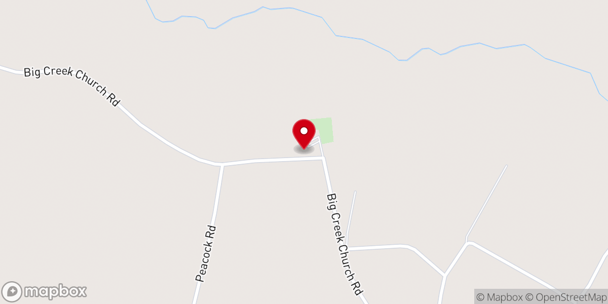 Map showing location of Big Creek Baptist Church