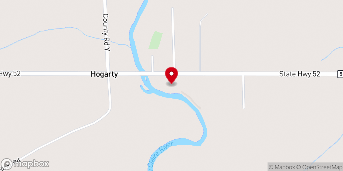 Map showing location of Hogarty Community Church