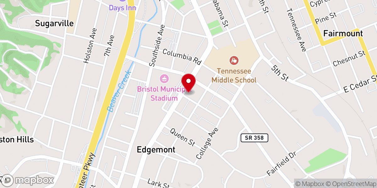 Map showing location of Edgemont Presbyterian Church