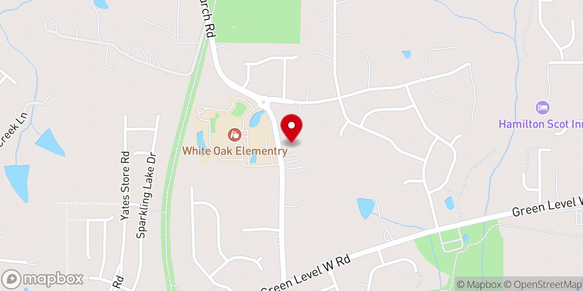 Map showing location of White Oak Baptist Church