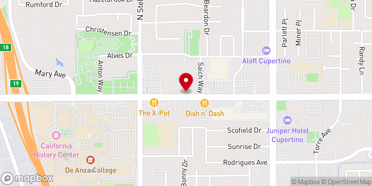 Map showing location of Voyager Craft Coffee - Cupertino