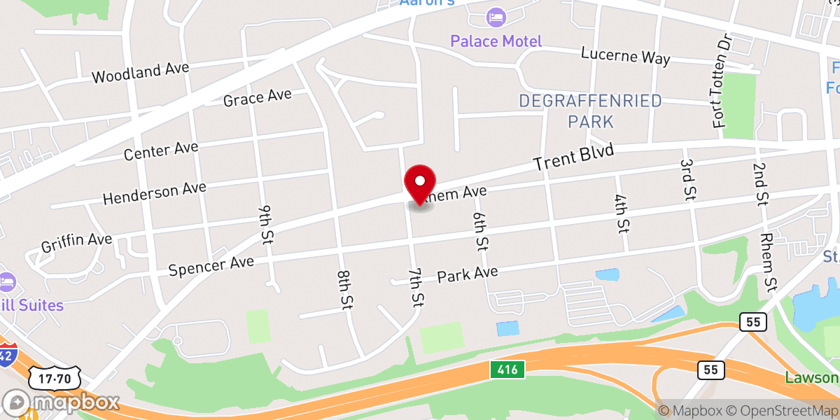 Map showing location of Calvary Baptist Church