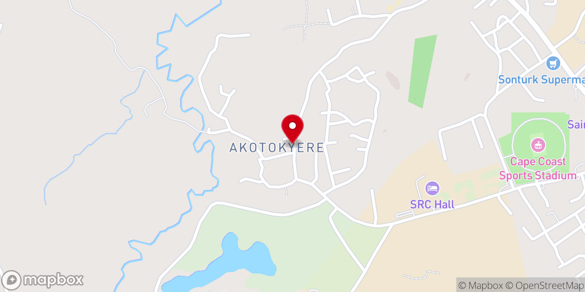 Map showing location of Akotokyir Pentecost Church