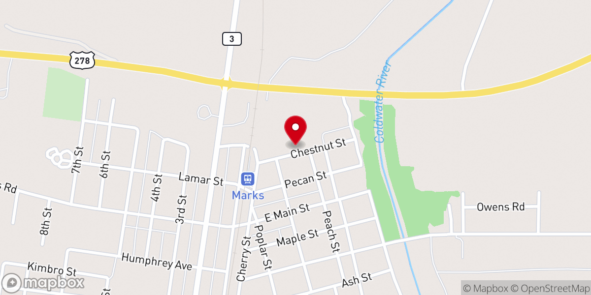 Map showing location of Quitman County Sheriff