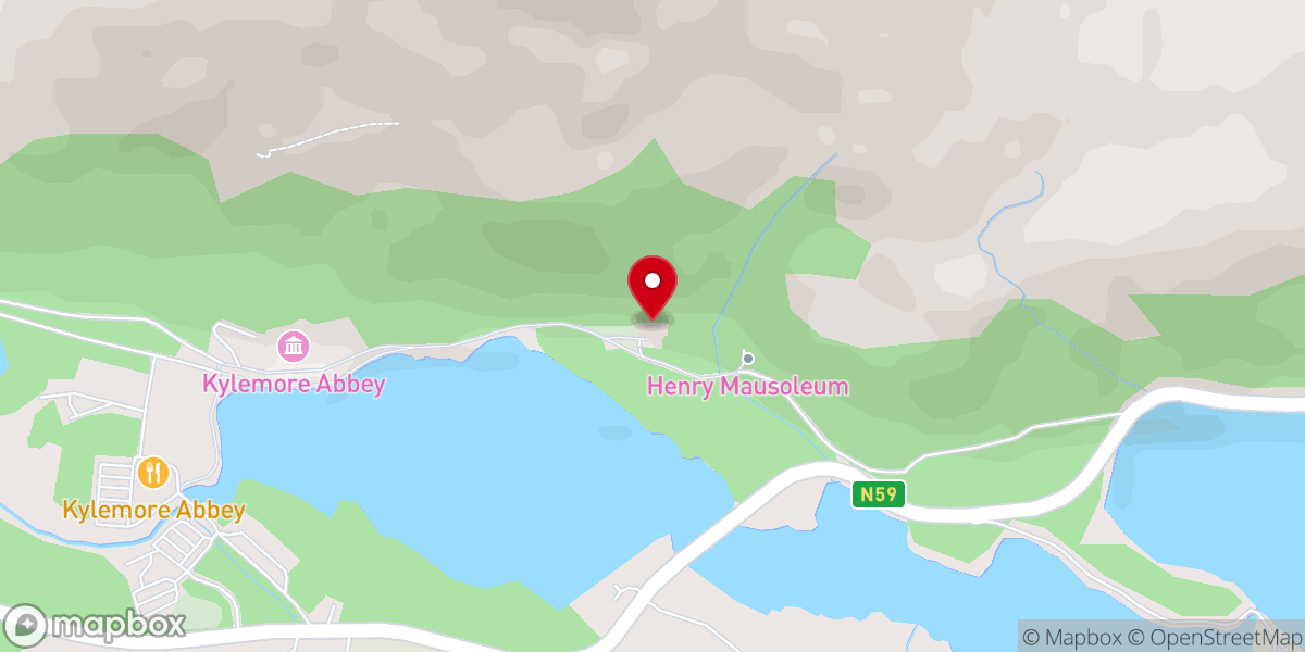 Map showing location of Kylemore’s Neo-Gothic Church