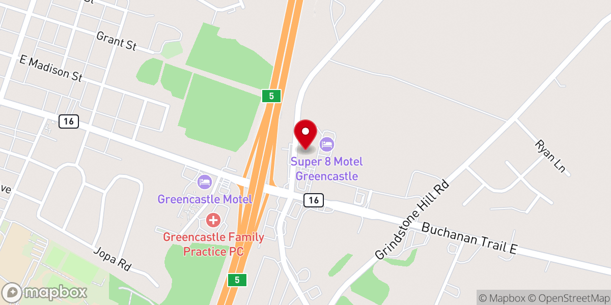 Map showing location of Greencastle Lube Center Inc