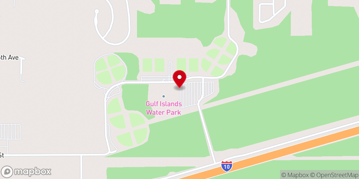 Map showing location of Gulf Islands Waterpark