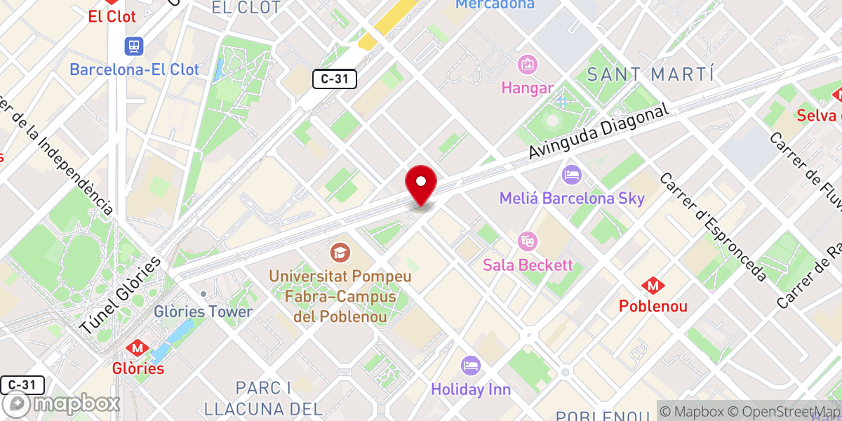 Map showing location of Esencia Church Barcelona