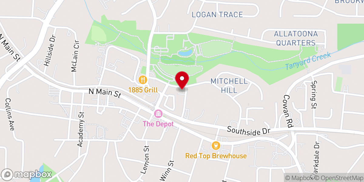 Map showing location of Zion Hill Baptist Church