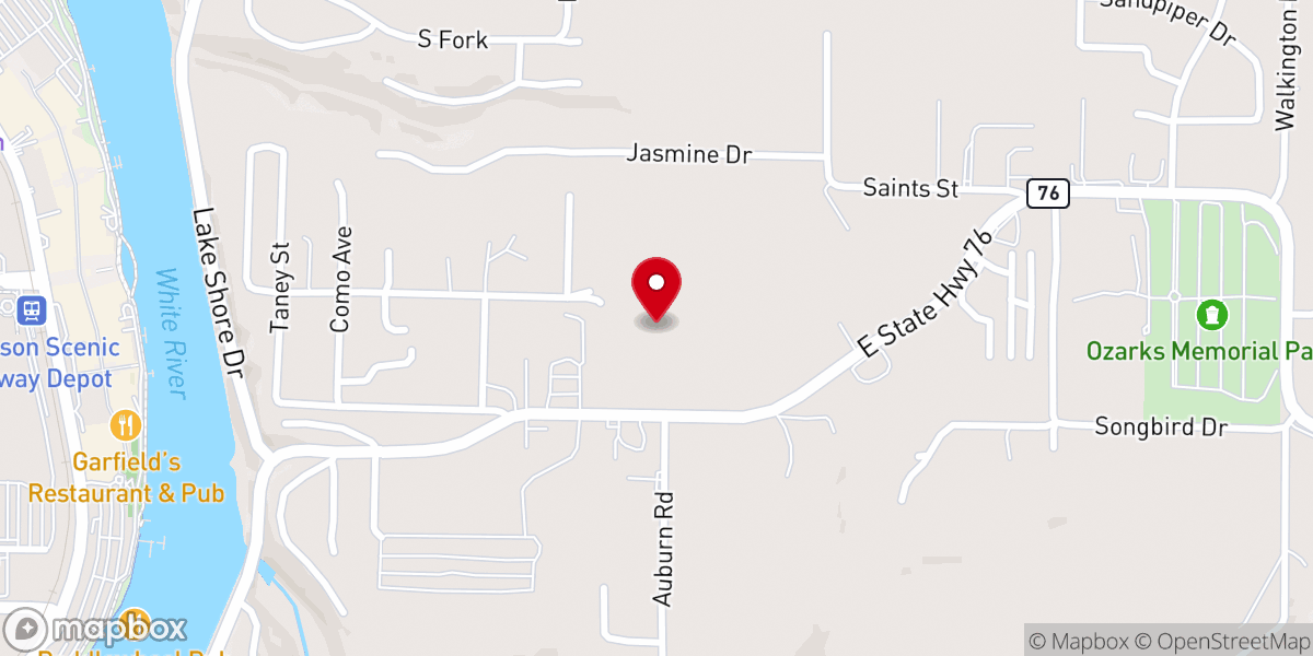 Map showing location of Branson-Hollister Lions Club