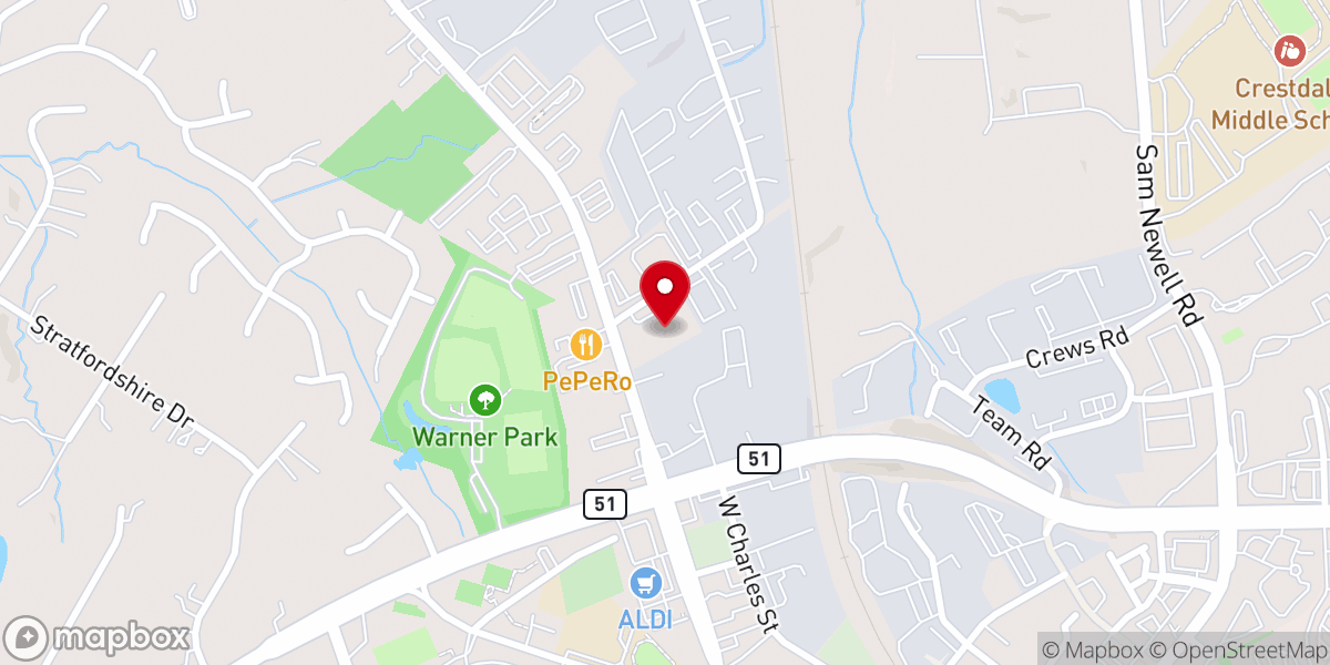 Map showing location of New City Church (Matthews)