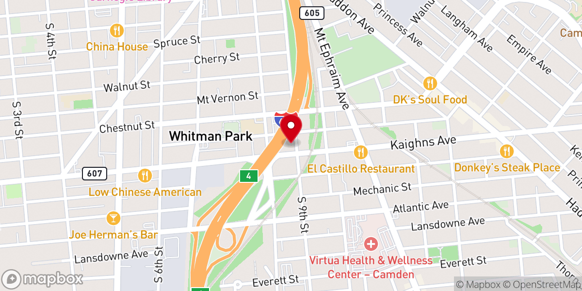 Map showing location of Kaighn Avenue Baptist Church- Food Pantry