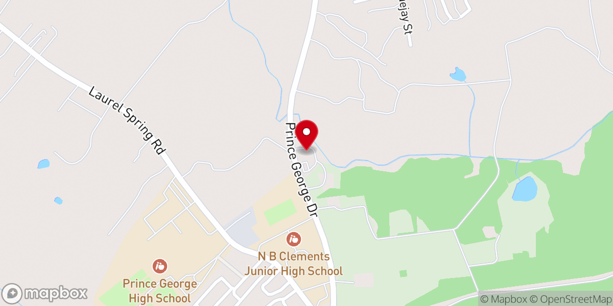 Map showing location of Prince George Christian Church