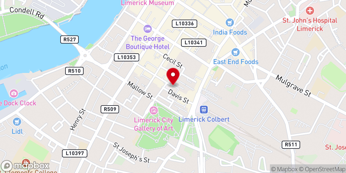 Map showing location of Limerick City Church