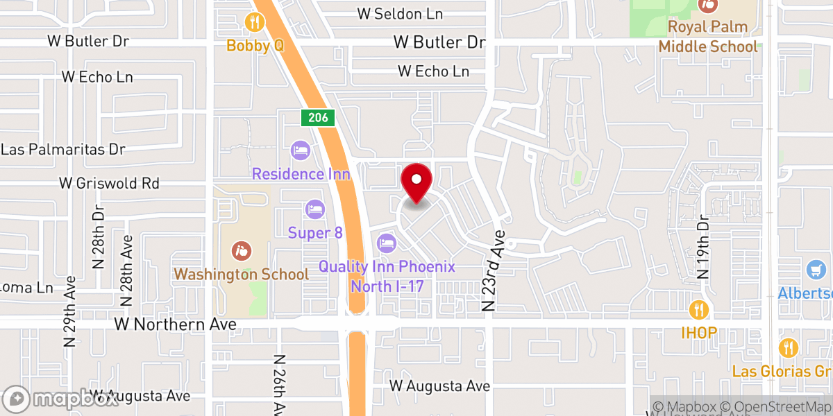 Map showing location of Pentecostals of Phoenix