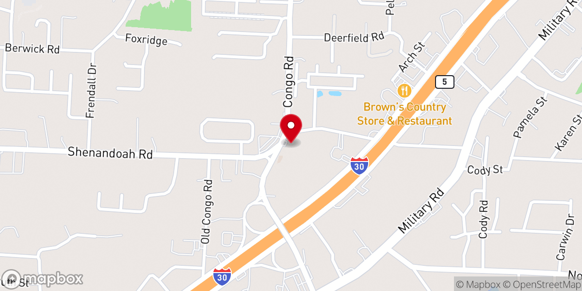Map showing location of Oak Grove Missionary Baptist Church