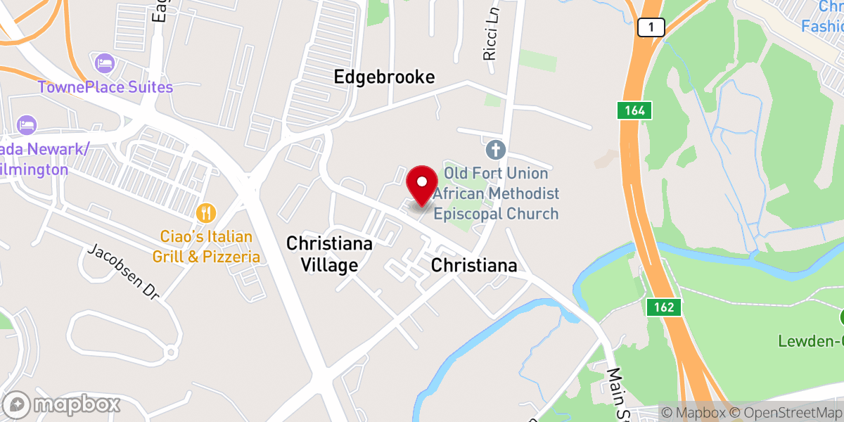 Map showing location of Christiana United Methodist