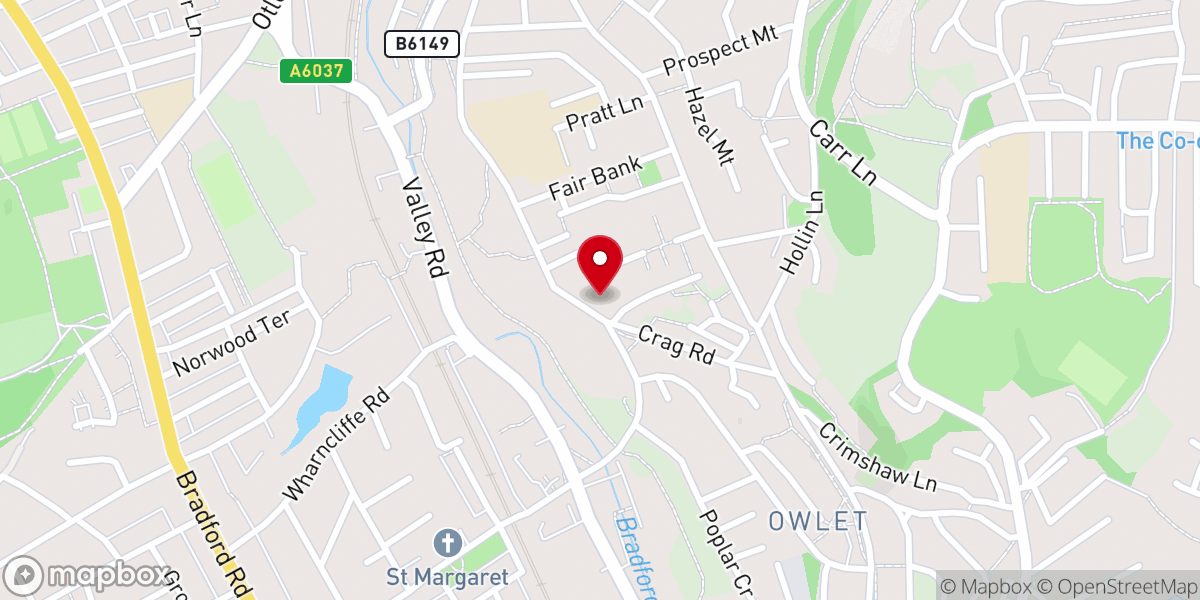 Map showing location of Crag Road Methodist Church