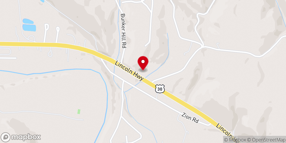 Map showing location of Liberty Independent Baptist Church, Everett, PA