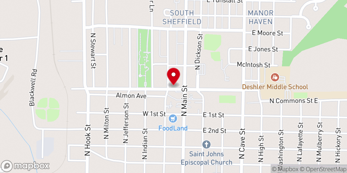 Map showing location of Calvary Baptist Church