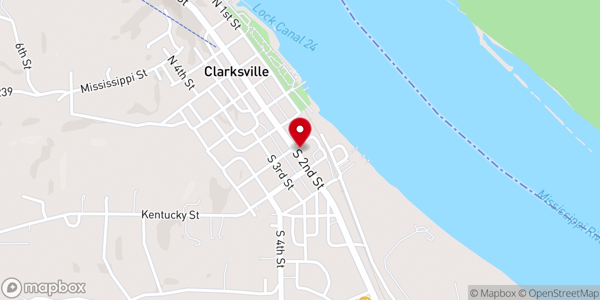 Map showing location of Clarksville Christian Church