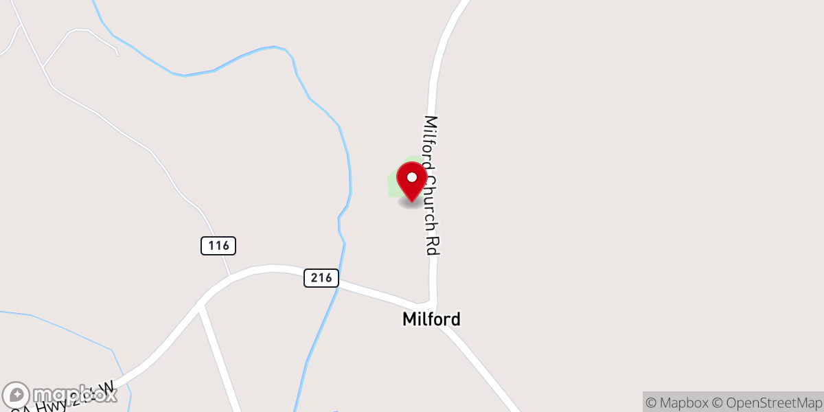 Map showing location of Milford Church