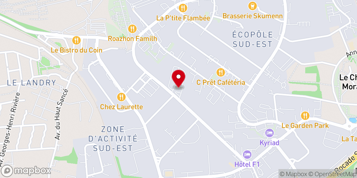 Map showing location of Les Jardins du Prieuré Traiteur Rennes