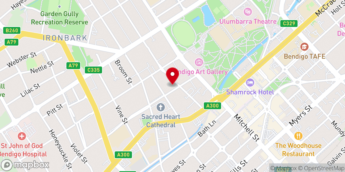 Map showing location of Bendigo Presbyterian (St John's)