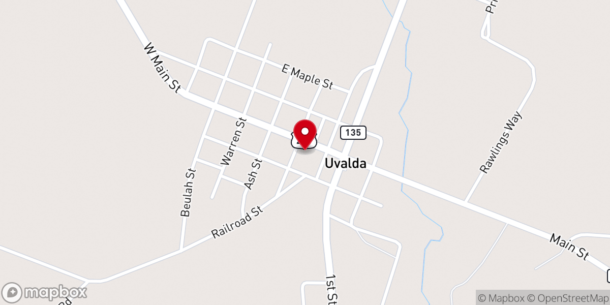 Map showing location of Uvalda City Hall