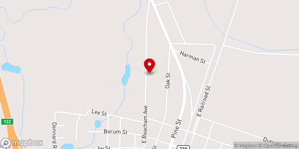 Map showing location of Camp Creek Missionary Baptist Church