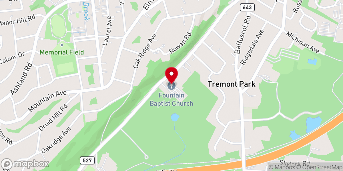 Map showing location of Fountain Baptist Church