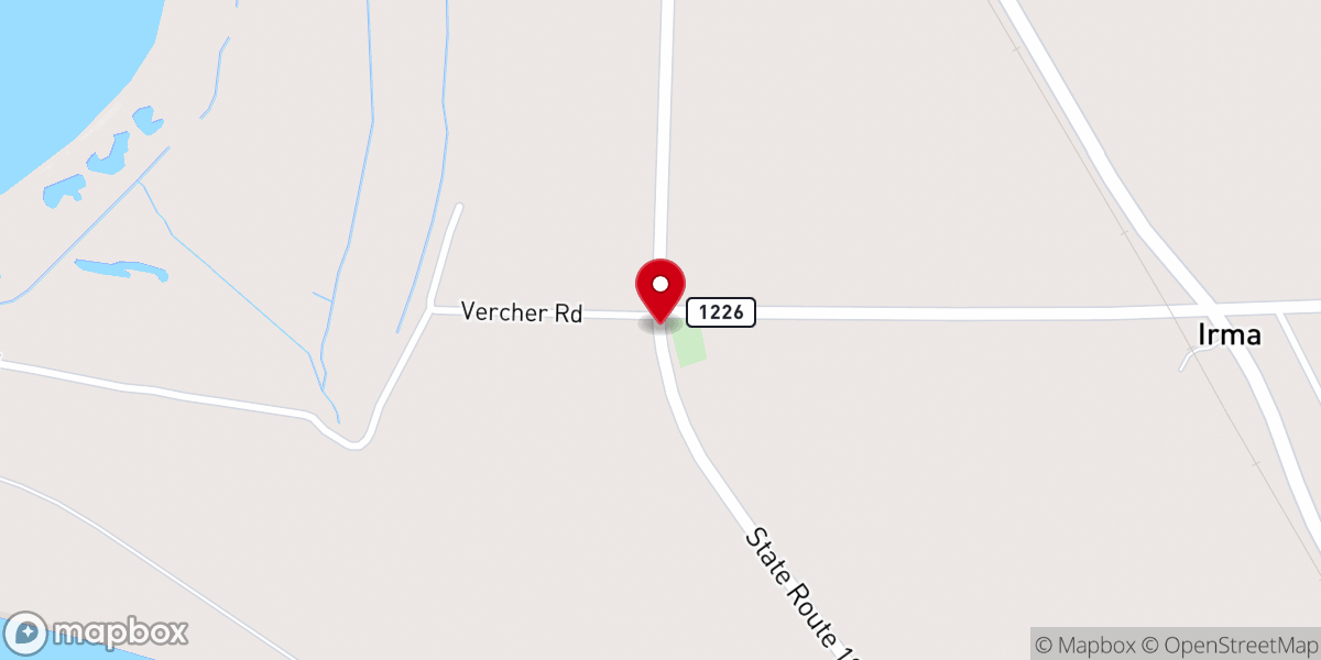 Map showing location of Choctaw Island Baptist Church