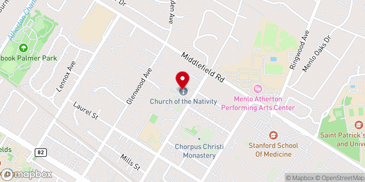 Map showing location of Catholic Church of the Nativity