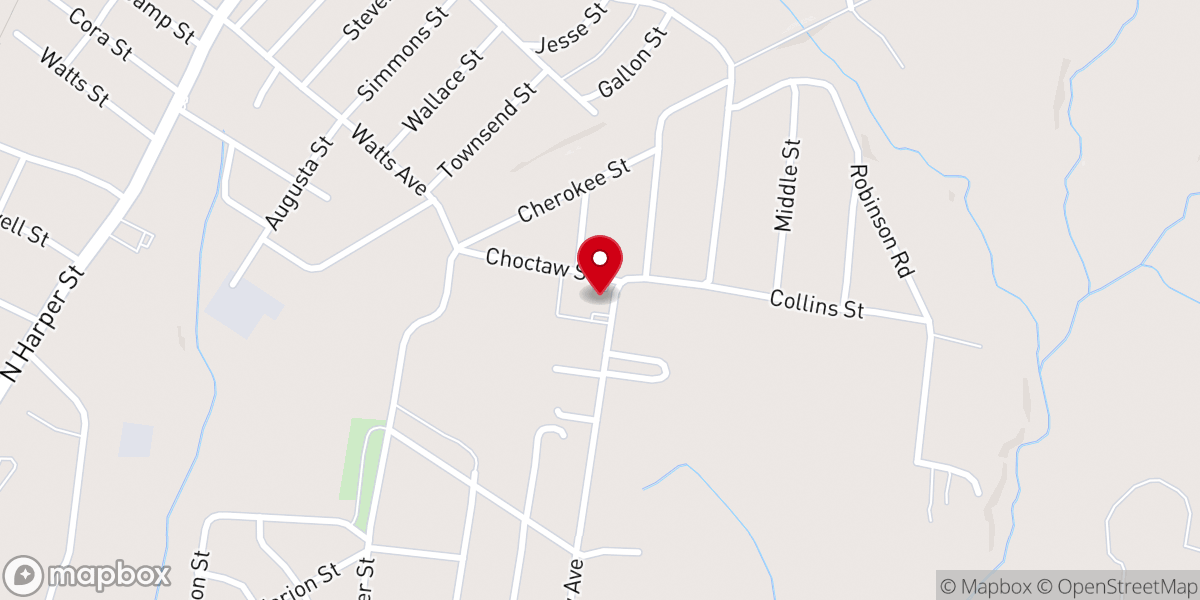 Map showing location of Eastside Baptist Church